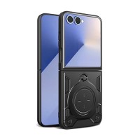 Buci Удроустойчив Кейс, Ring, Magnetic,Holder,lens cover за Samsung Galaxy Z Flip 8 - Черен (18-C5)