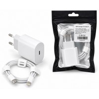 18W Зарядно устройство + USB Кабел Type-C към Lightning за iPhone - Бял (K18)