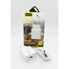 А-05 Yellow PD QC 3.0 Универсално Usb зарядно с Micro Usb кабел - Бял (27-D10)