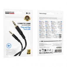 Аудио кабел BOROFONE BL25 Nice AUX 3.5 мм към 3.5 мм 1 м - Черен (SK-G4)