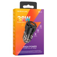 Автомобилно зарядно BOROFONE BZ20 Smart USB + Type-C PD 38W - Черно (23-C4)