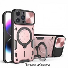 Bucephalus Удроустойчив Кейс, Ring, Magnetic,Holder,lens cover за Huawei P30 Lite - Розов (17-D4)