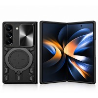 Buci Удроустойчив Кейс, Ring, Magnetic,Holder,lens cover за Samsung Galaxy Z Fold 8 - Черен (18-C5)