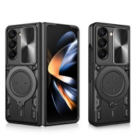 Buci Удроустойчив Кейс, Ring, Magnetic,Holder,lens cover за Samsung Galaxy Z Fold 8 Ultra - Черен (18-B5)