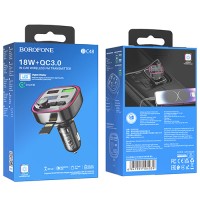 FM трансмитер BOROFONE BC48 Broad Bluetooth 5.0 USB-A QC 18W + USB-C - Черен (K0-R1)