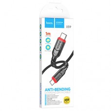 HOCO X59 Usb Кабел Victory 60W charging data cable Type-C to Type-C(L=1M) - Черен (28-D4)