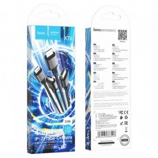 HOCO X76 Usb кабел 4-in-1 Super charging cable(iP+iP+Type-C+Micro) -Черен  (28-D9)