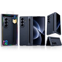 Калъф Buenos за Samsung Galaxy Z Fold 8 Ultra с кожени елементи, вграден протектор за екрана, стилус и отделение за стилус - Син (25-C2)