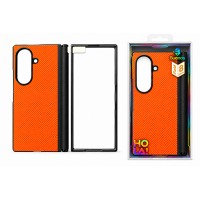 Кейс с панта и вградени протектори за Samsung Galaxy Z Fold 8 Ultra - Оранж / карбон (25-C7)