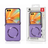Кожен Кейс MagSafe за Samsung Galaxy Z Flip 8 - Лилав (25-C12)
