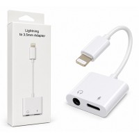 Lighting кабел+букса за зареждане iPhone 7/8/X/XR/XS/XS Max To 3.5 mm (Headphone Jack Adapter) (26-A10)