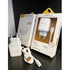 QC909 Универсално Usb зарядно с Micro Usb кабел - Бял (26-C6)