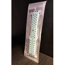Силиконова каишка с дупки Apple Watch 38mm / 40mm - Бяла/Мента (M6-A2)