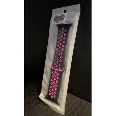 Силиконова каишка с дупки Apple Watch 38mm / 40mm - Черна/Розова (M6-A2)