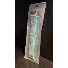 Силиконова каишка с дупки Apple Watch 42mm / 44mm - Мента/Бяла (M6-A2)