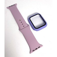 Силиконова каишка с протектор кейс за дисплей за Apple Watch Ultra 49mm - Лилав (М6-А3)