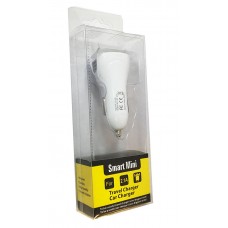SMART MINI USB зарядно устройство за автомобил 12-24V, 2.1A с 2 USB изхода - Бял (M4-Щ)
