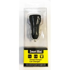 SMART MINI USB зарядно устройство за автомобил 12-24V, 2.1A с 2 USB изхода - Черен (M4-Щ)