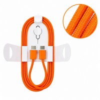 USB-C към USB-C кабел за бързо зареждане 60W с игла за SIM карта – Плетена оплетка, 1m. - Оранжев (23-D7)