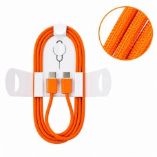 USB-C към USB-C кабел за бързо зареждане 60W с игла за SIM карта – Плетена оплетка, 1m. - Оранжев (23-D7)