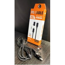 Usb Кабел 2в1 3А Type c към Type - c и lighting преходник 60W - Черен (M4-К4)