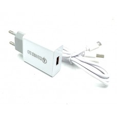 Usb Зарядно, адаптер Power с MicroUsb кабел - Бял (K34)