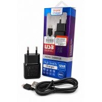 USB Зарядно за ток GAGO 2A,5V.+ Usb Type c кабел - Черен (27-E5)